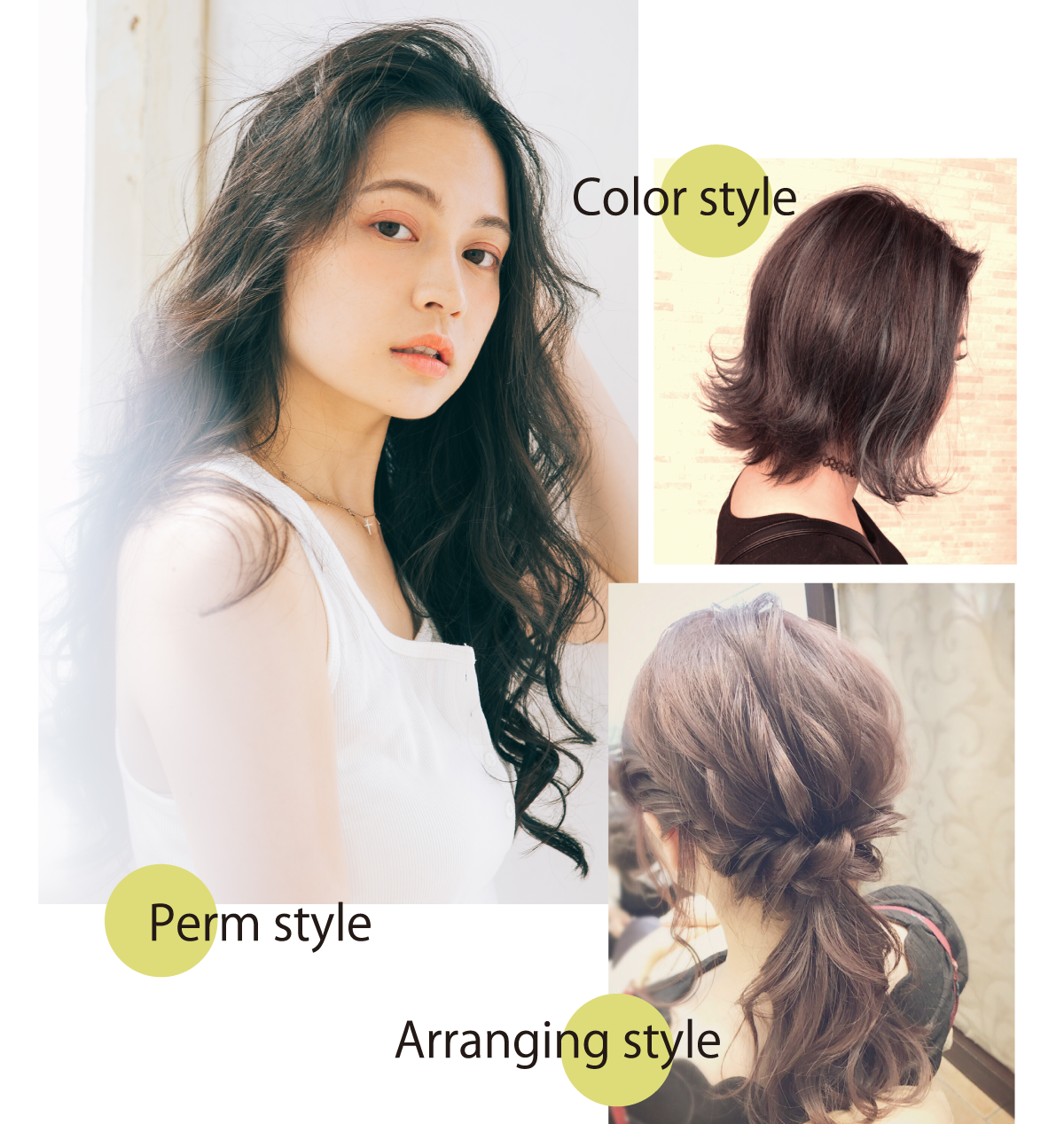 Color style | Perm style | Arranging style